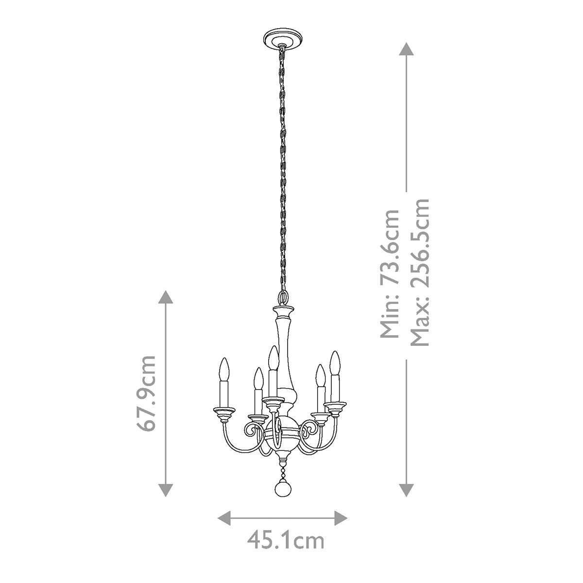 Rosalie 5-flammiger Mini-Kronleuchter - Sterling-Gold