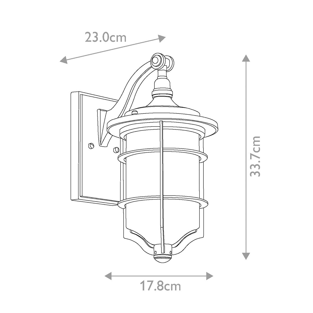 Royal Marine Kleine Wandlaterne mit 1 Licht, Antik-Schwarz