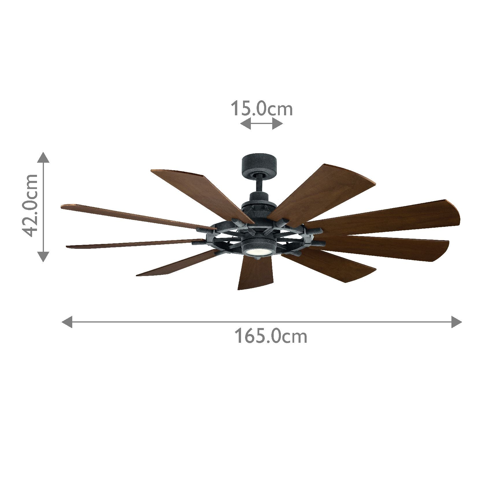 Gentry - 65 Zoll / 165 cm Ventilator - Verwittertes Zink