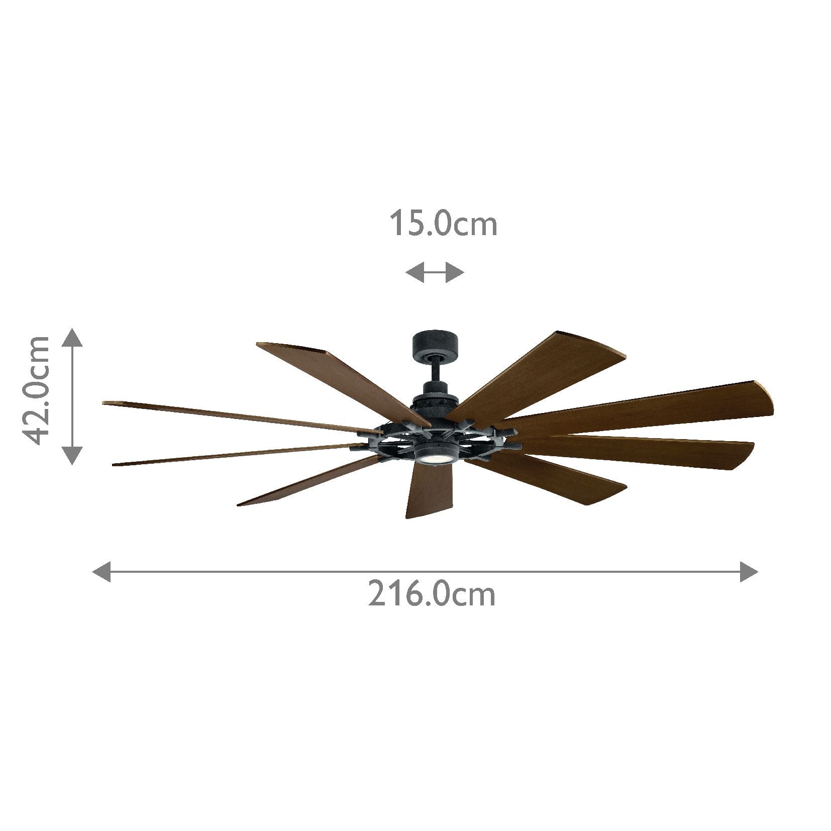 Gentry XL - 85 Zoll / 216 cm Ventilator - Verwittertes Zink