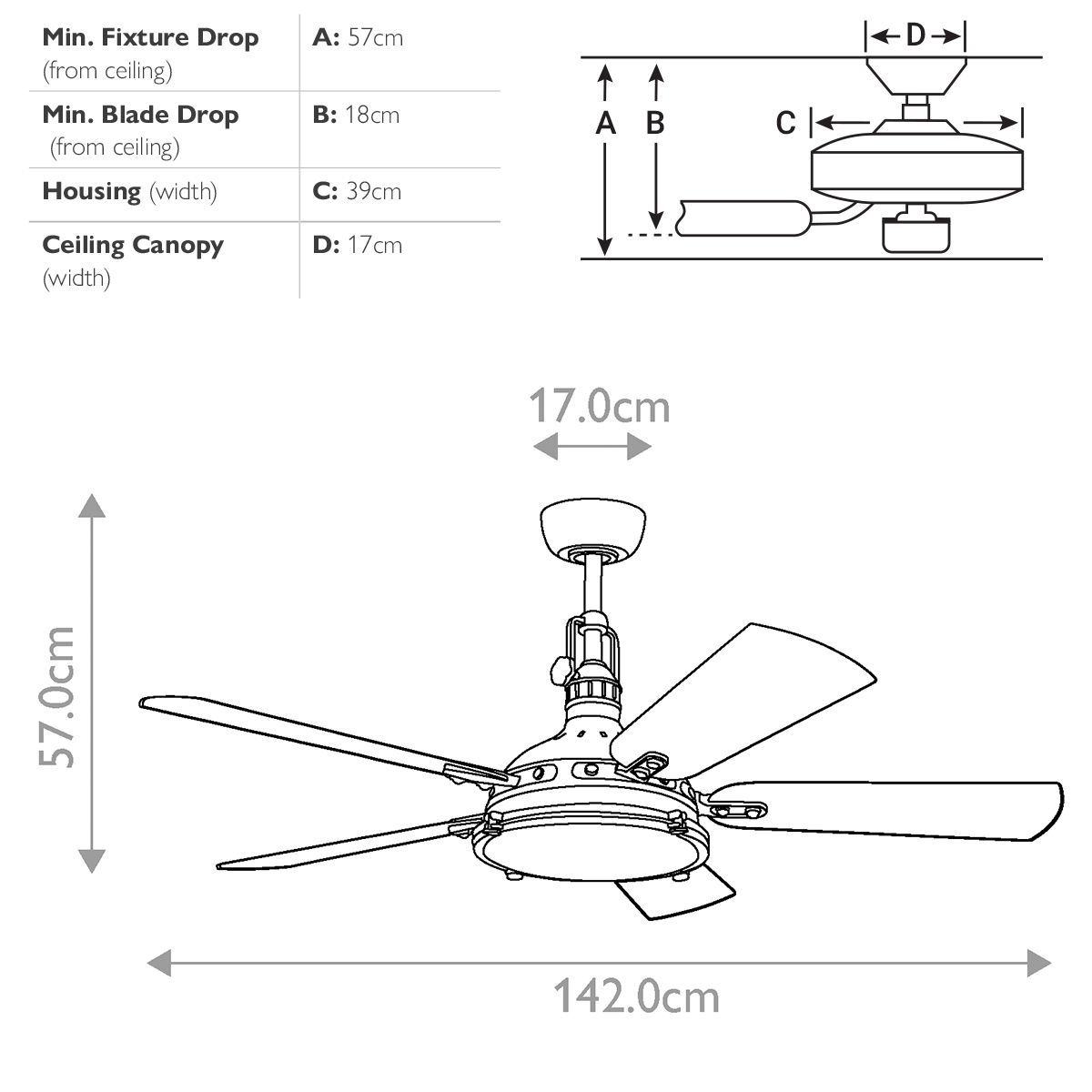 Hatteras Bay - 56 Zoll / 142 cm Ventilator - Brüniertes Antikmessing