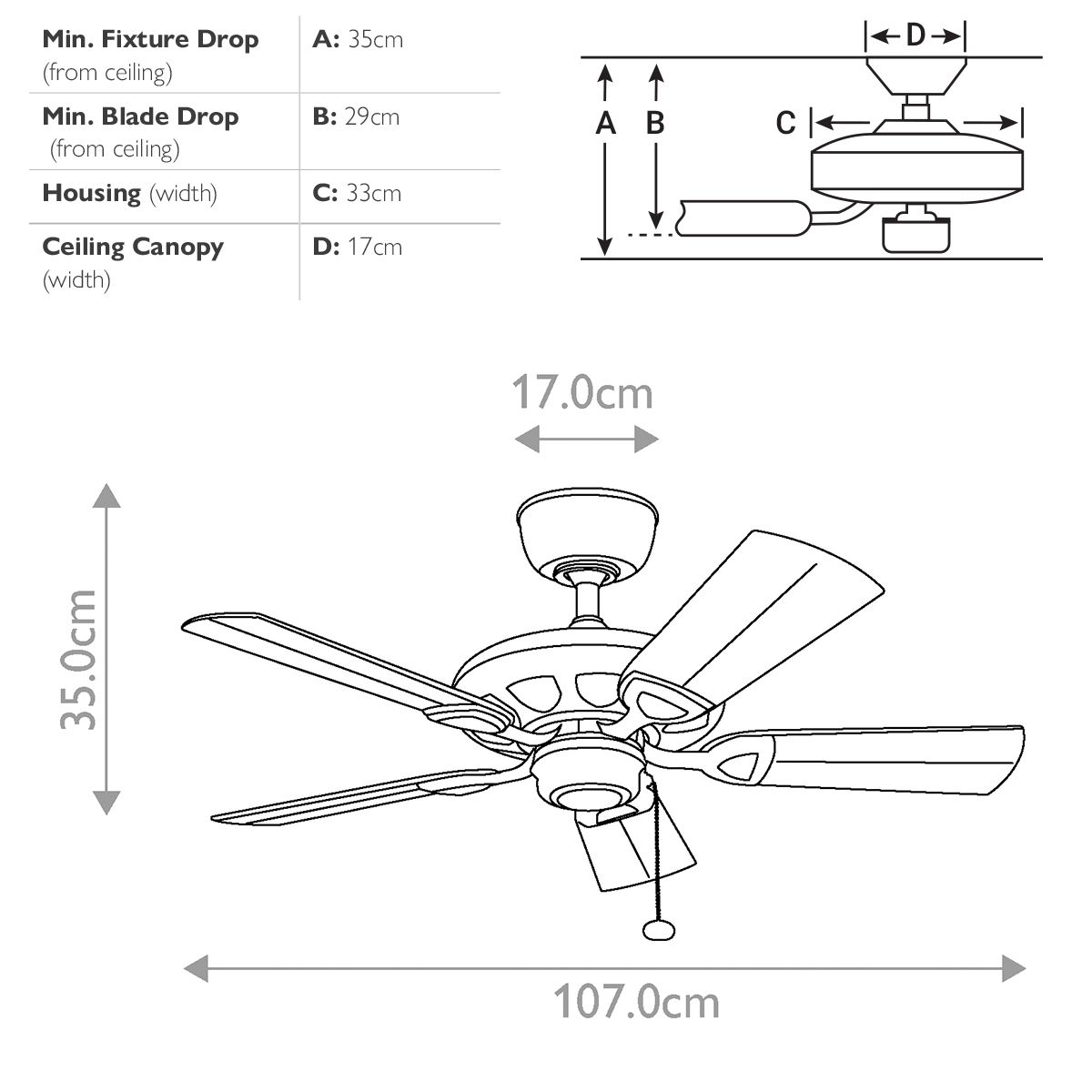 Kevlar - 42 Zoll / 107 cm Ventilator - Mattweiß