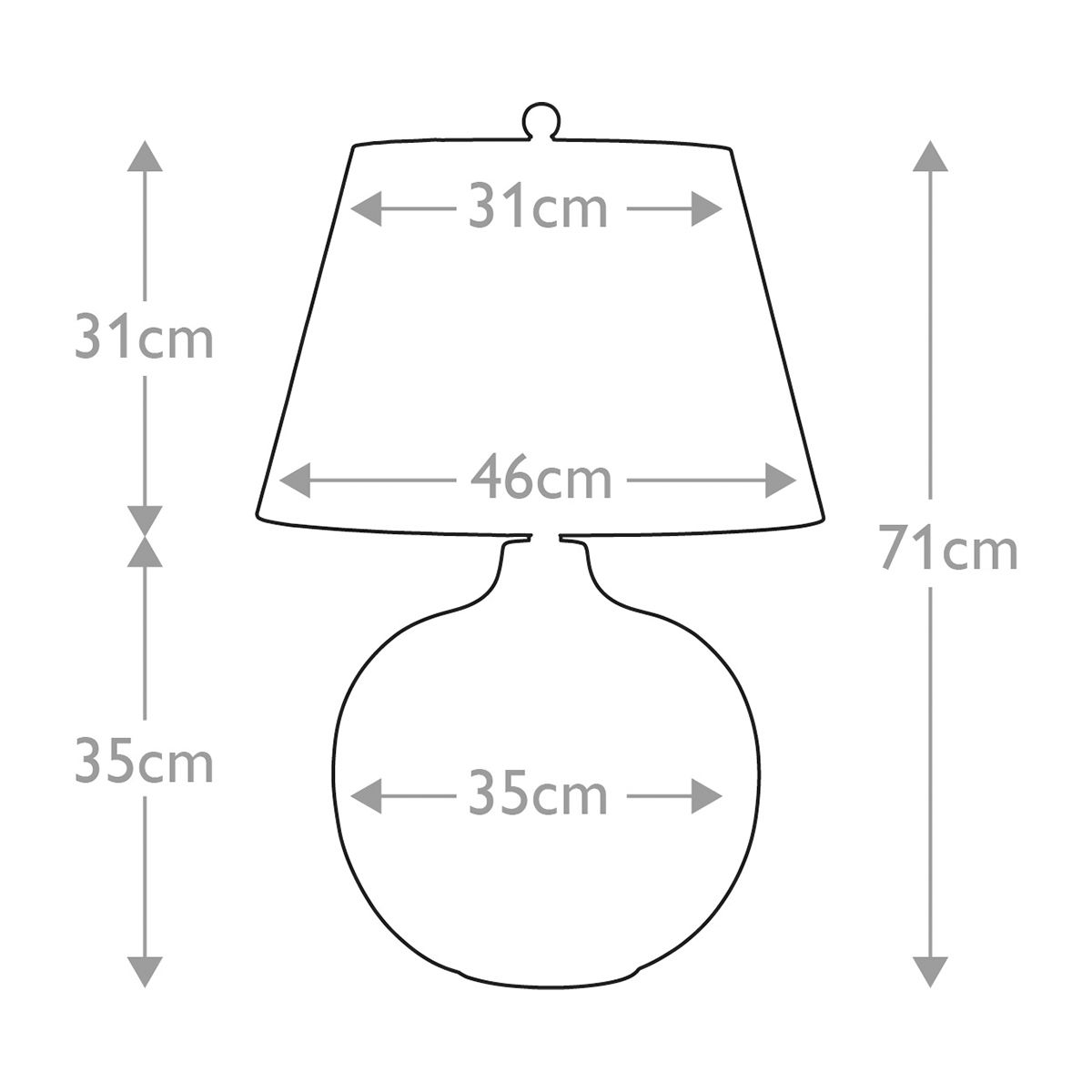 Große Tischlampe Laguna mit 1 Licht, Türkis und Graphitglasur