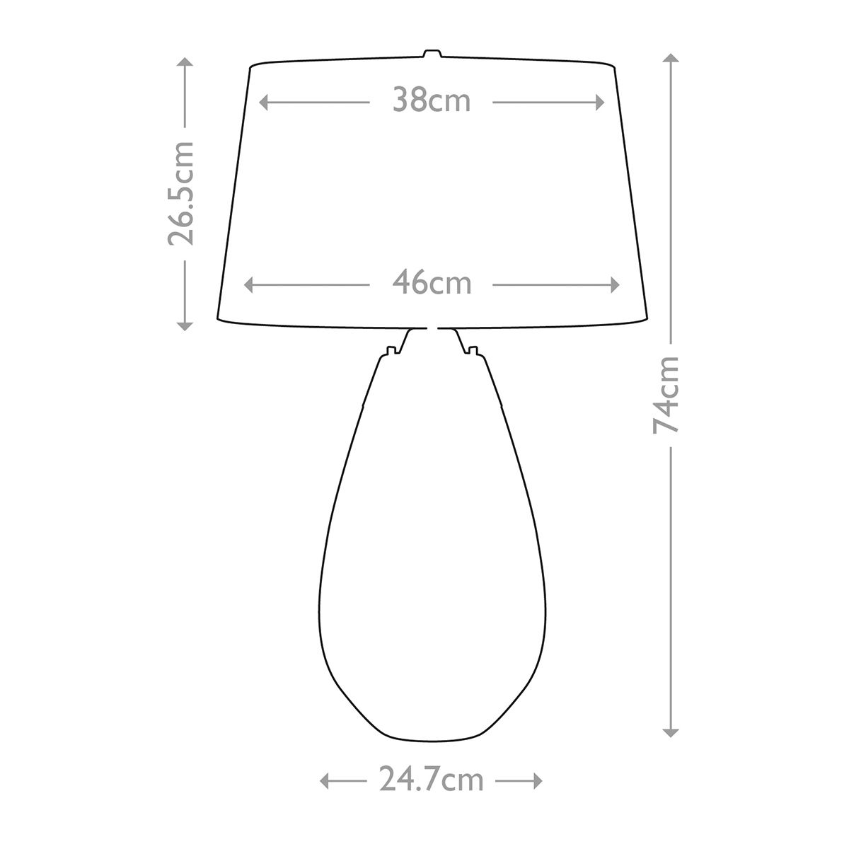 Große blaue Tischlampe Lena mit 2 Lichtern und cremefarbenem Schirm - Blau getöntes Glas / cremefarbener Schirm