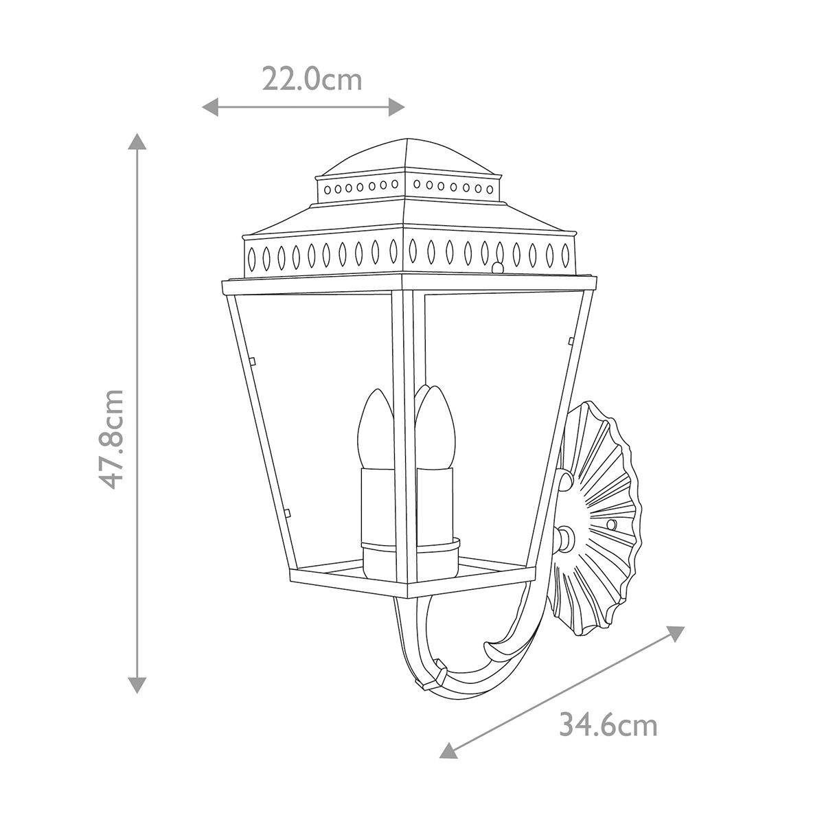 Mansion House Wandlaterne mit 3 Lichtern, gealtertes Messing