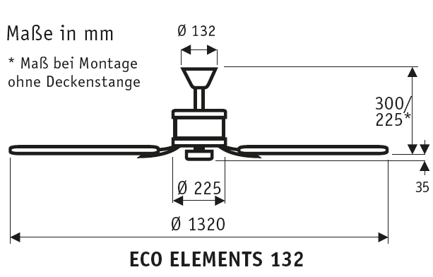 Energiespar Deckenventilator ECO ELEMENTS 132