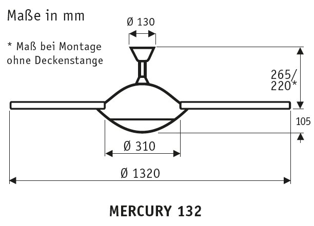 Deckenventilator Mercury BN mit Fernbedienung 