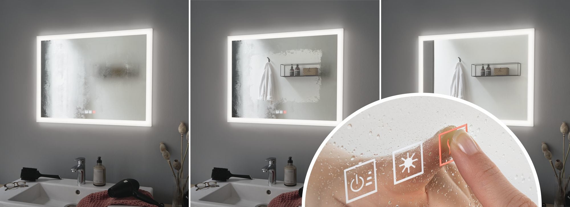 HomeSpa LED Leuchtspiegel Mirra rund IP44 Spiegel/Weiß 21W WhiteSwitch 