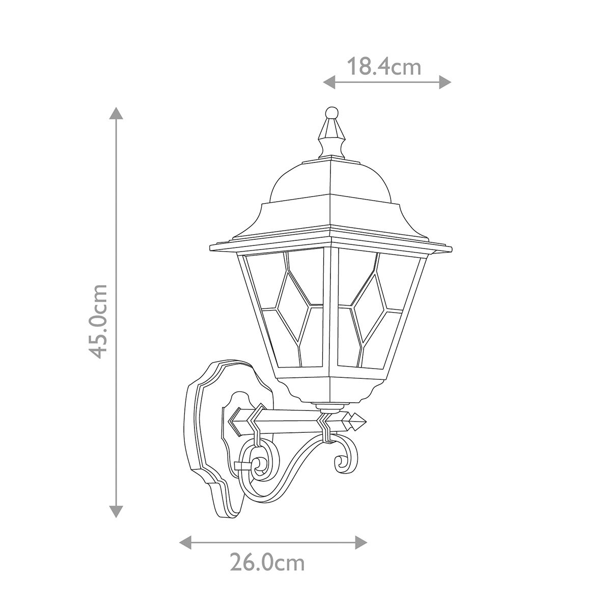 Norfolk Wandlaterne mit 1 Licht, Schwarz