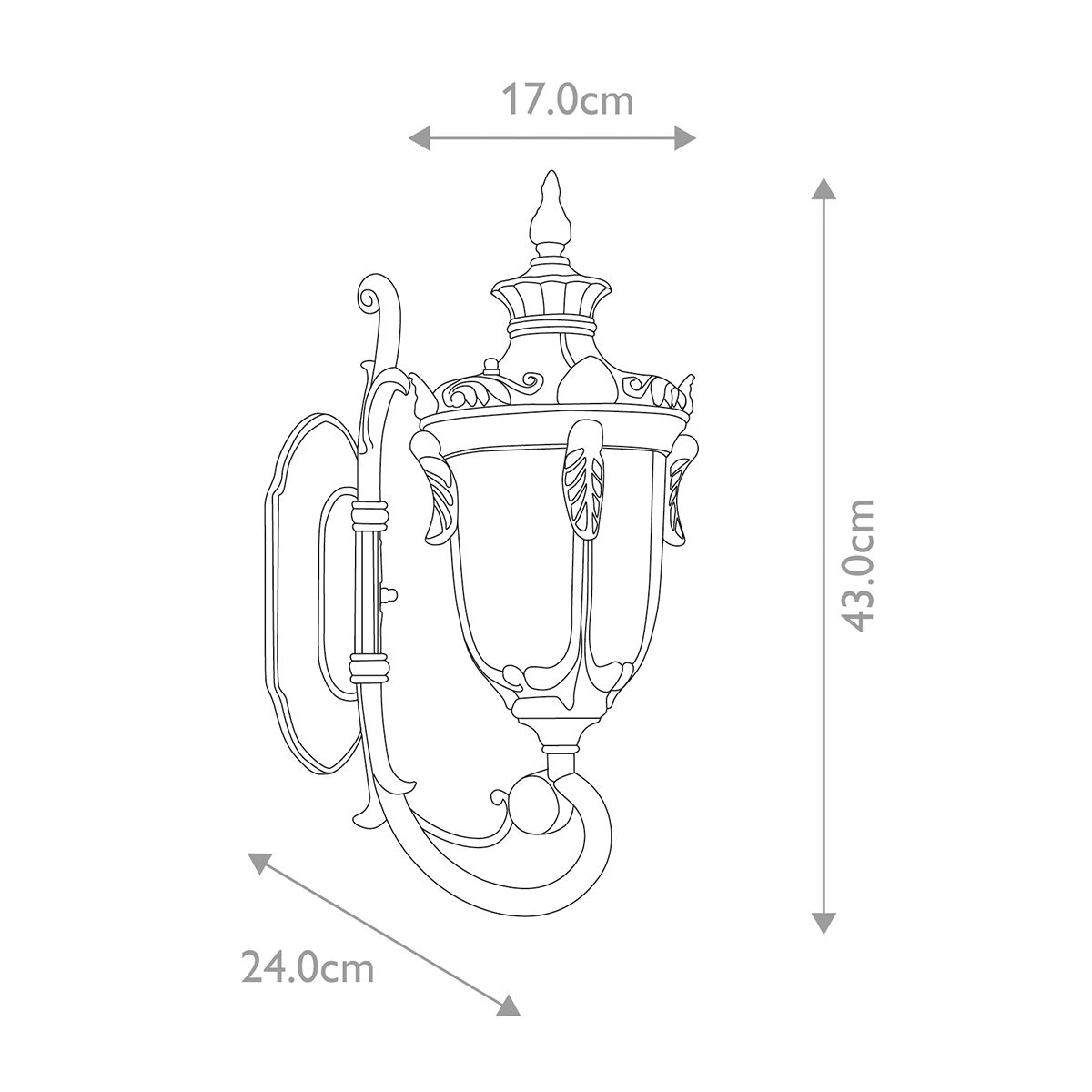 Philadelphia 1-flammige kleine Wandlaterne - Altbronze