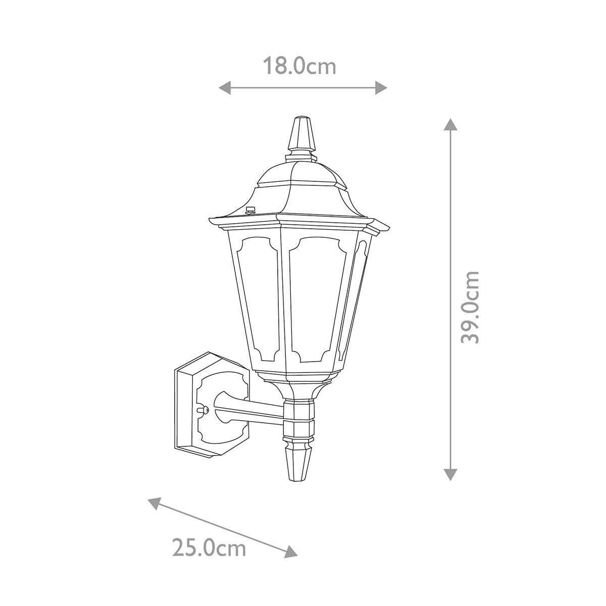 Parish Mini Wandlaterne mit 1 Licht, Schwarz