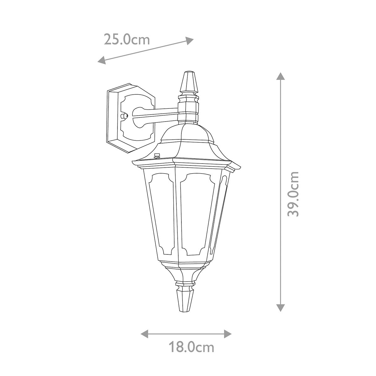 Parish Mini Wandlaterne mit 1 Licht, nach unten gerichtet, Schwarz