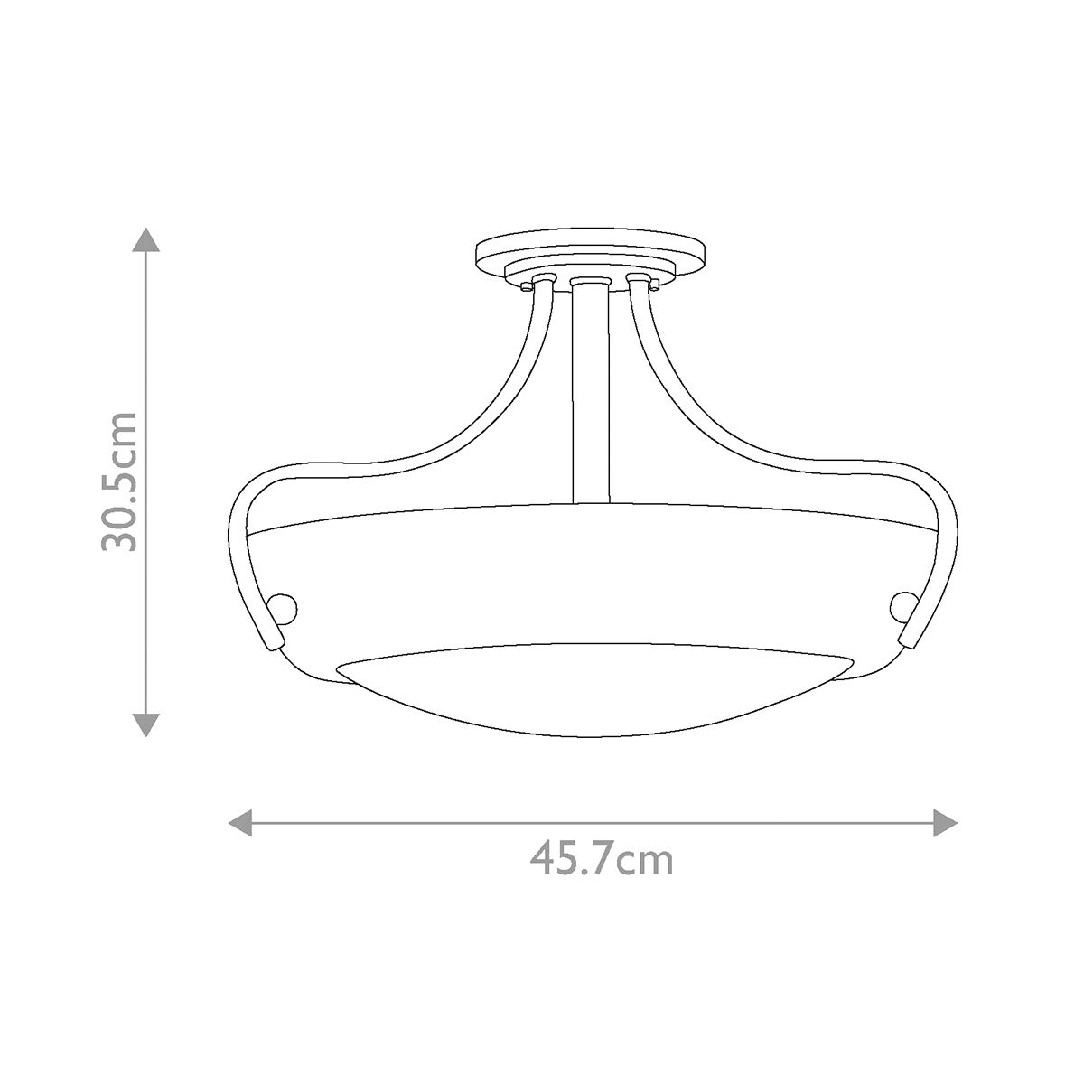 Halbbündige Lampe mit 3 Lichtern von Chantilly – Palladio-Bronze