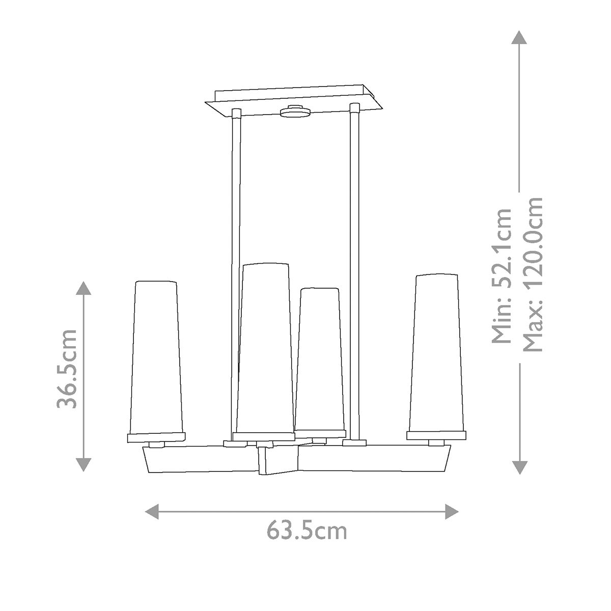 Chelsea Loft Kronleuchter mit 4 Lichtern, gebürstetes Nickel