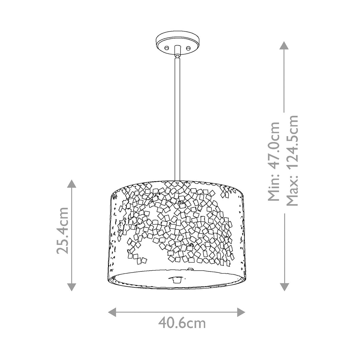 Confetti Pendelleuchte, 3-flammig, mittelgroß, Altsilber