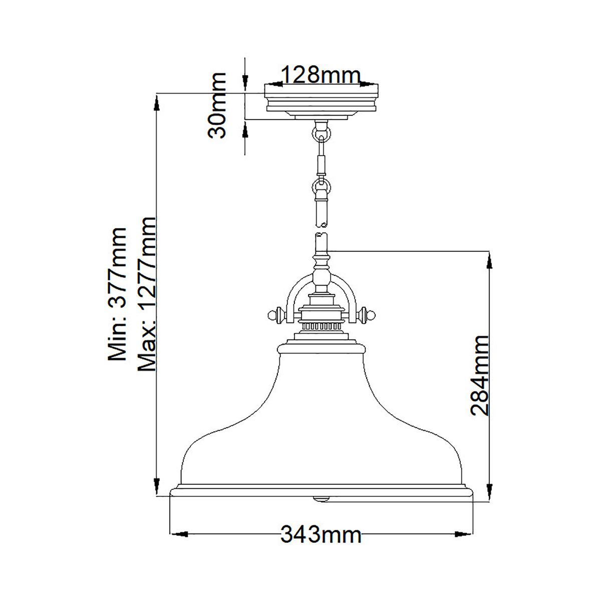 Emery 1-flammige Pendelleuchte, mittelgroß, Palladio-Bronze