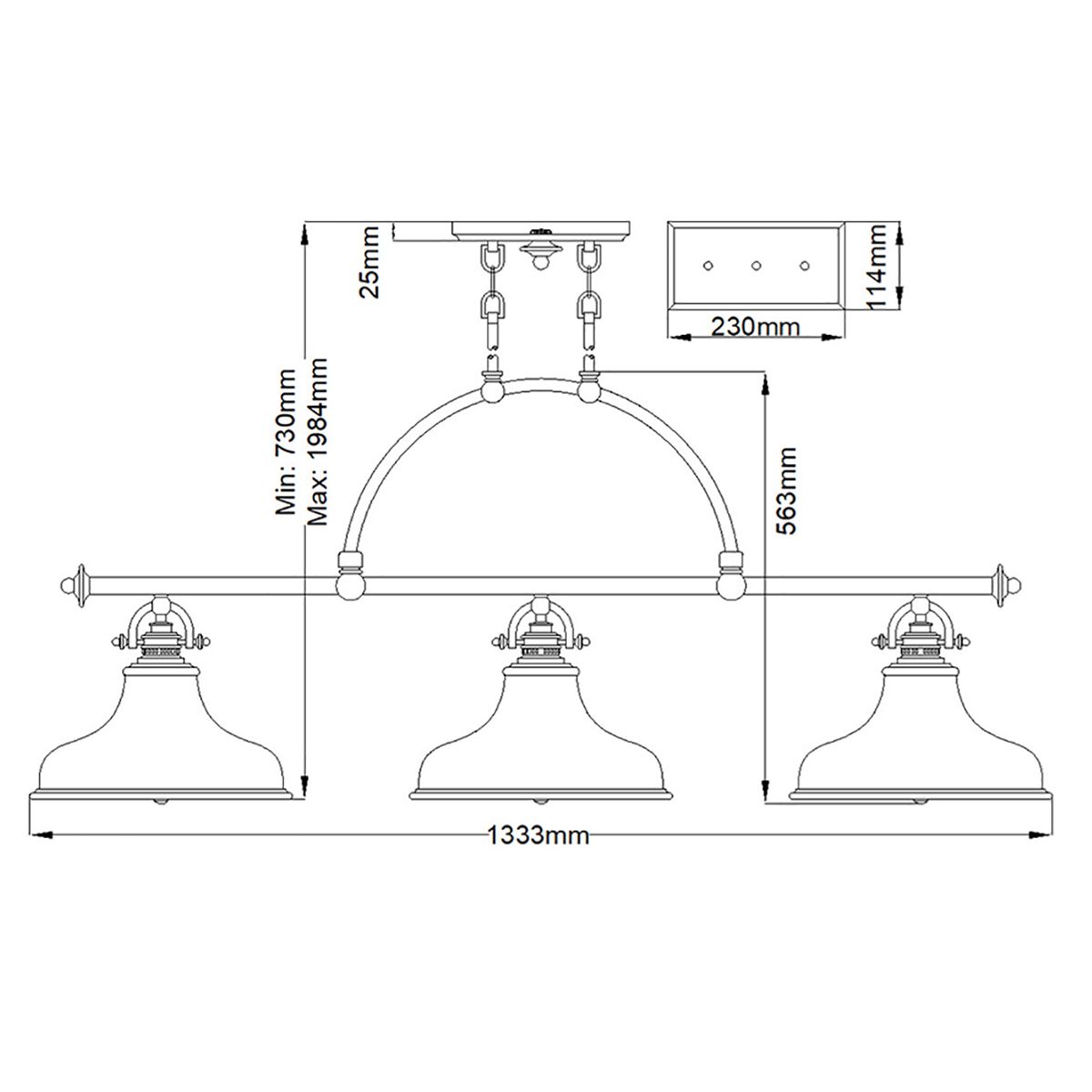 Inselleuchte Emery 3-flammig - Palladian Bronze