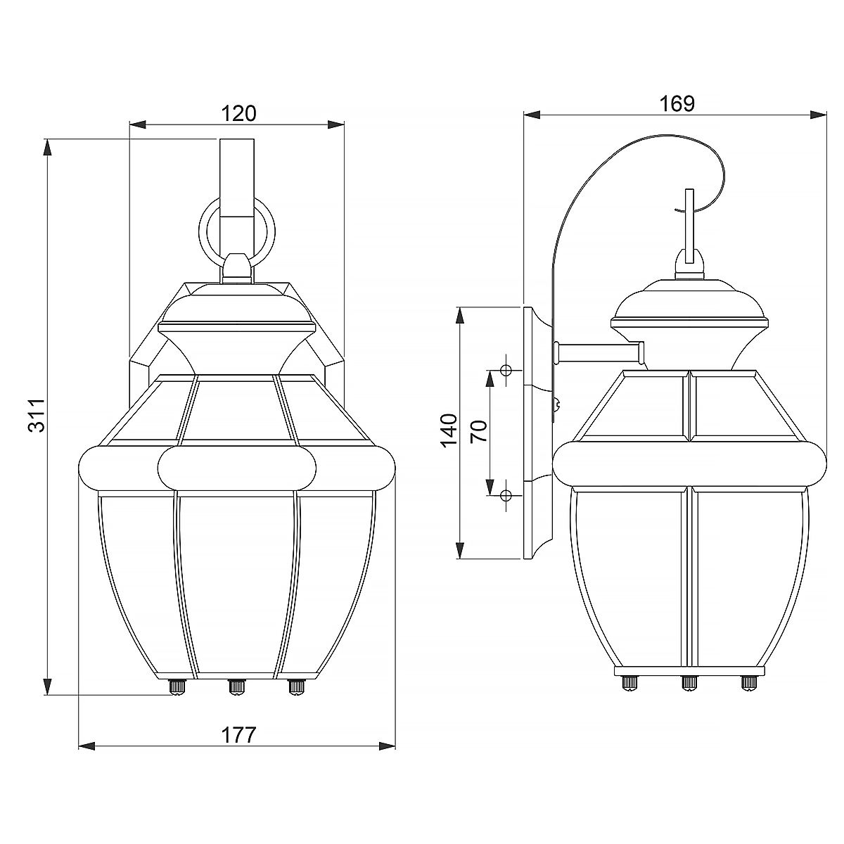 Kleine Wandlaterne Newbury mit 1 Licht, lackiertes gealtertes Kupfer