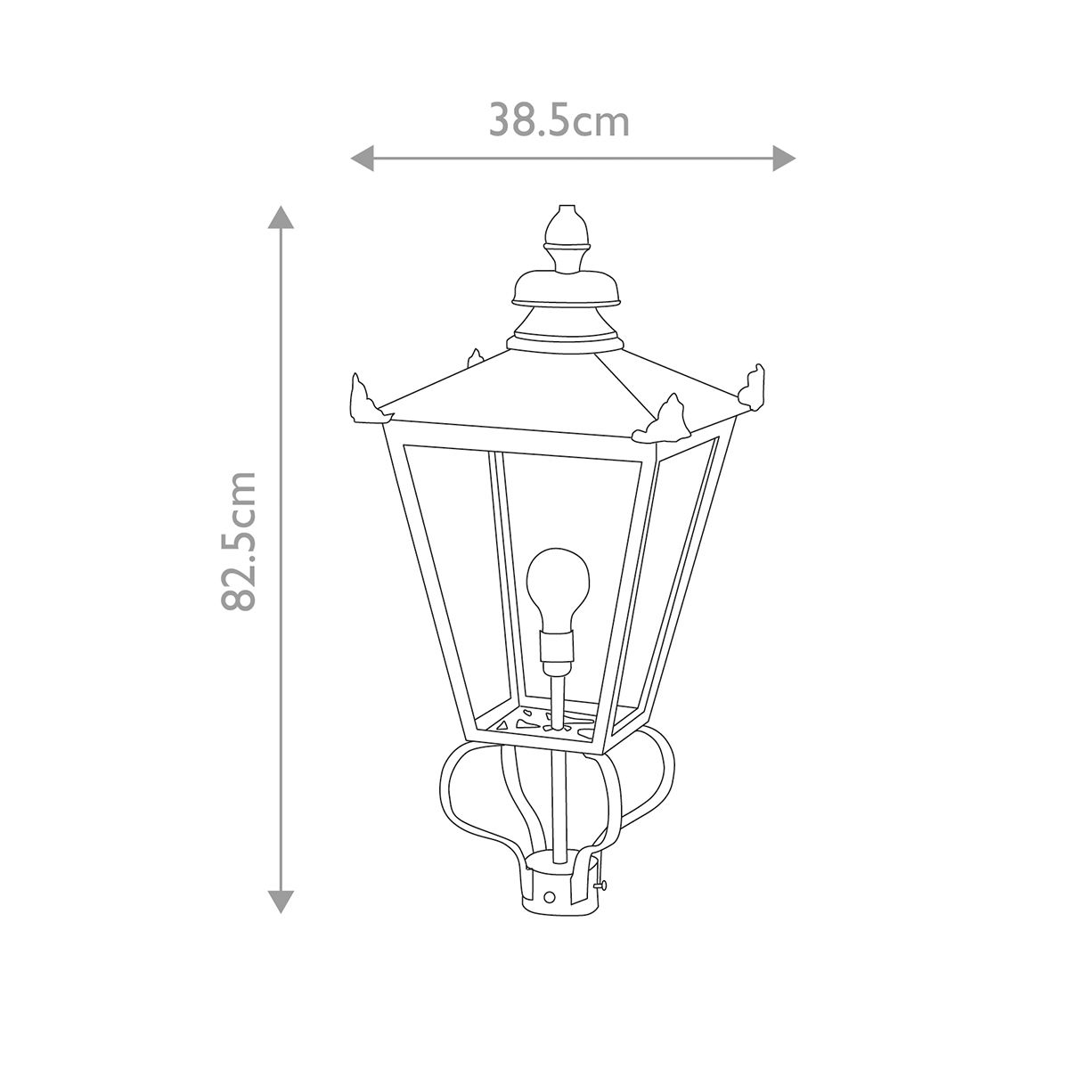 Wilmslow Laterne mit 1 Licht (nur Kopf) – Schwarz